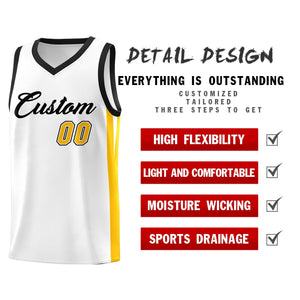 Maillot de basket-ball classique jaune blanc personnalisé