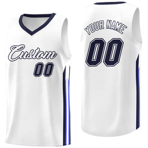 Maillot de basket-ball décontracté et athlétique, personnalisé, blanc, marine, classique, hauts