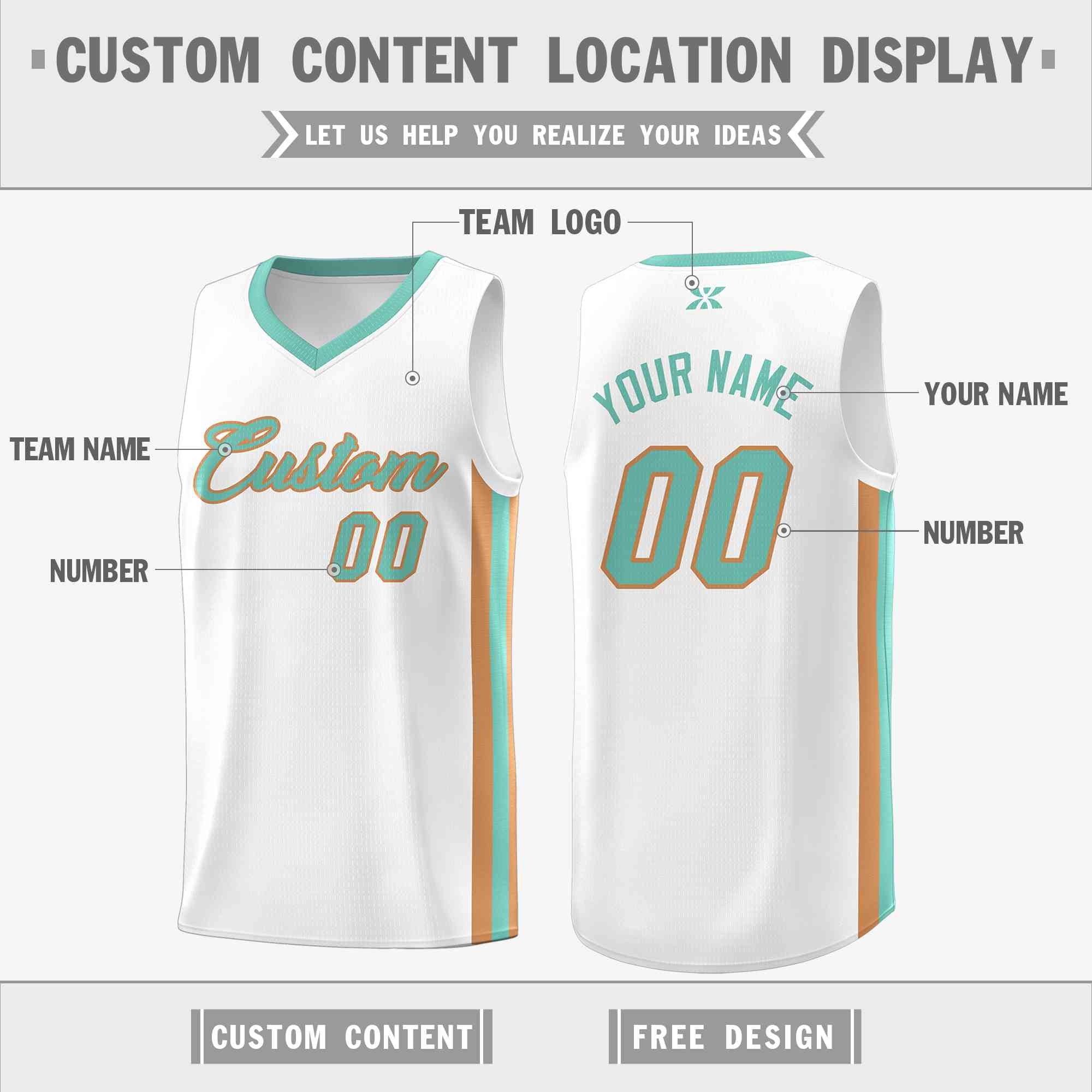 Custom White Aqua-Old Gold Classic Tops Mesh Sport Basketball Jersey