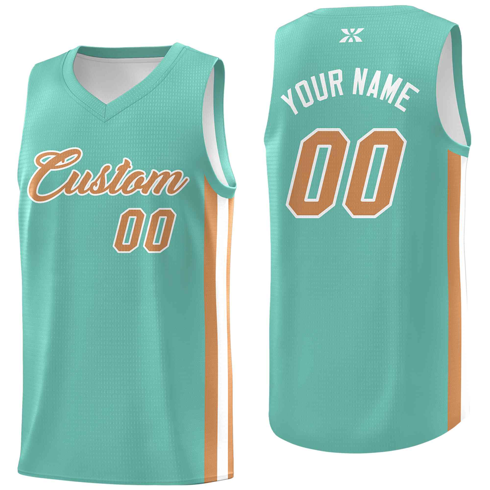 Custom Aqua Old Gold-White Classic Tops Mesh Sport Basketball Jersey