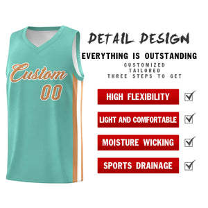 Custom Aqua Old Gold-White Classic Tops Mesh Sport Basketball Jersey