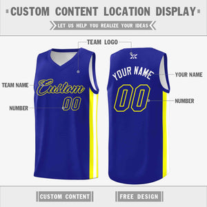 Custom Royal Royal-Yellow Classic Tops Mesh Sport Basketball Jersey