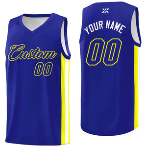 Custom Royal Royal-Yellow Classic Tops Mesh Sport Basketball Jersey