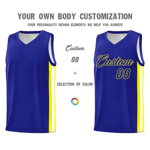 Custom Royal Royal-Yellow Classic Tops Mesh Sport Basketball Jersey