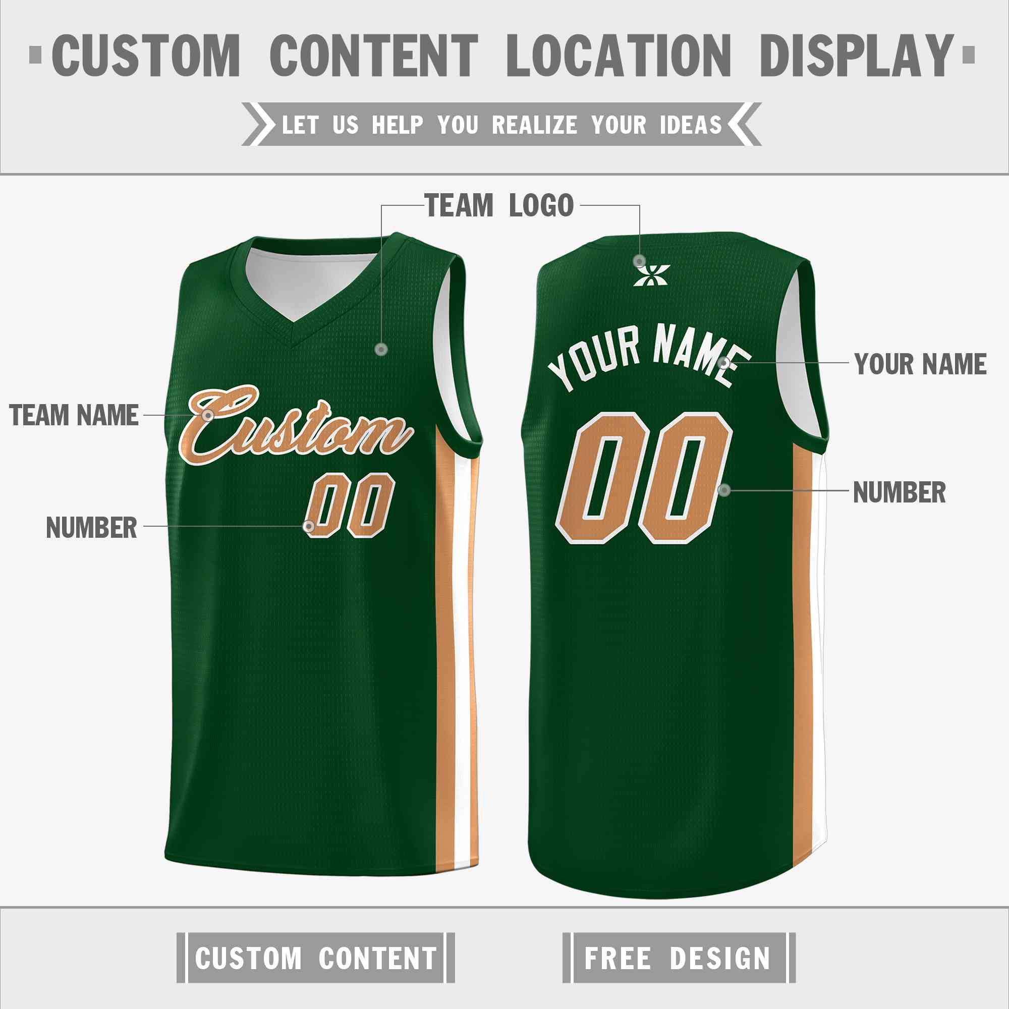 Custom Green Old Gold-White Classic Tops Mesh Sport Basketball Jersey