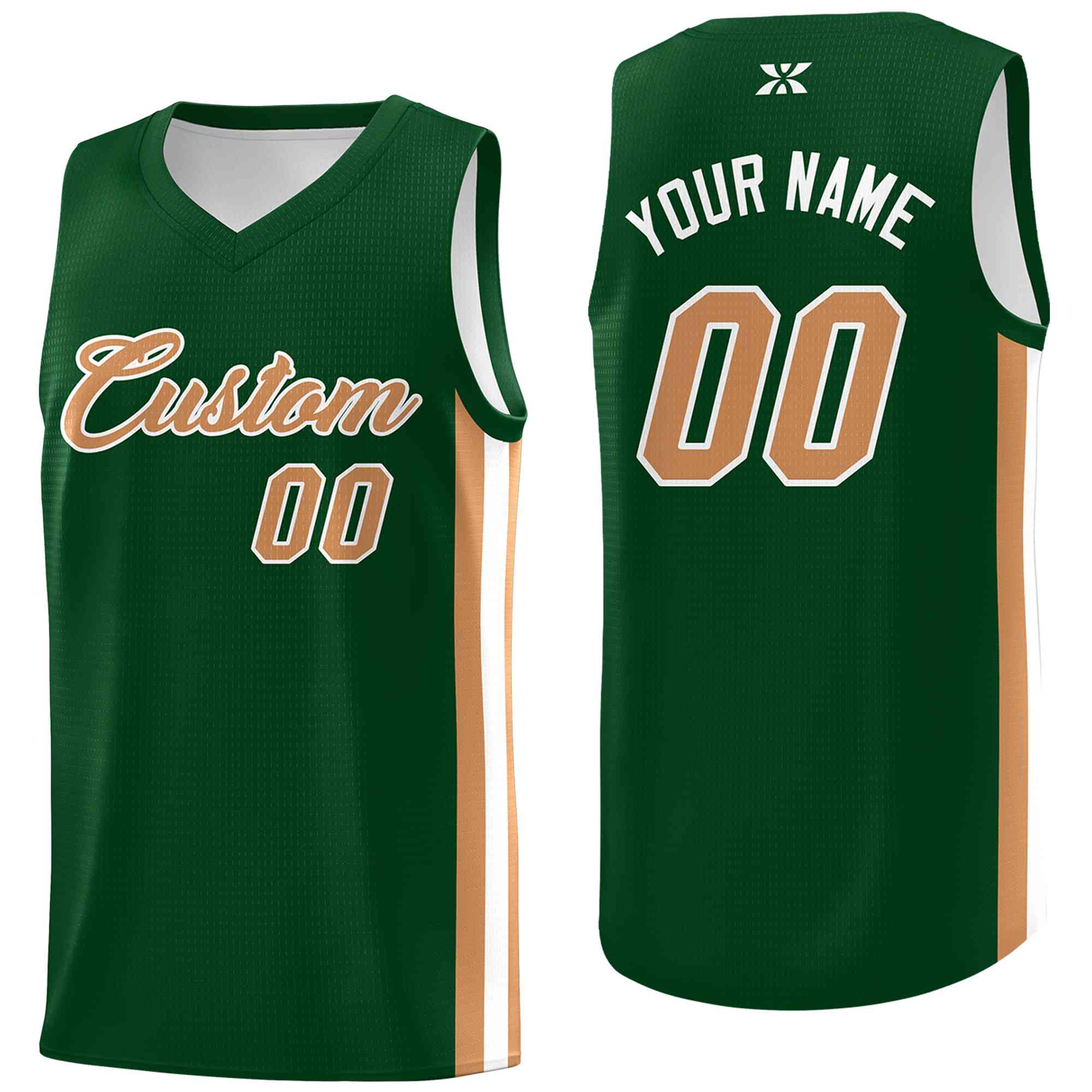 Maillot de basket-ball en maille, personnalisé, vert, vieux or-blanc, classique, Sport