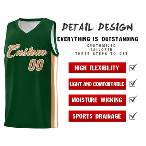 Custom Green Old Gold-White Classic Tops Mesh Sport Basketball Jersey