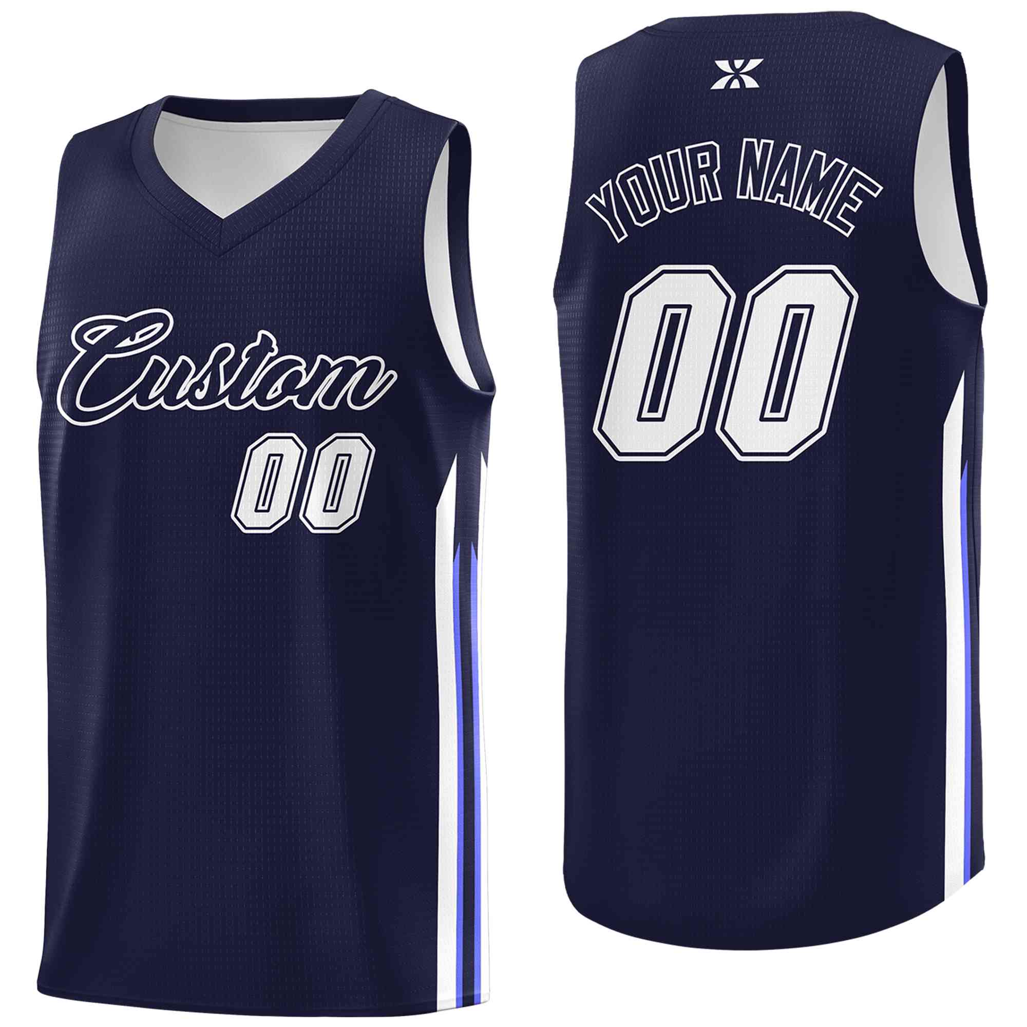 Custom Navy White-Classic Tops Mesh Sport Basketball Jersey