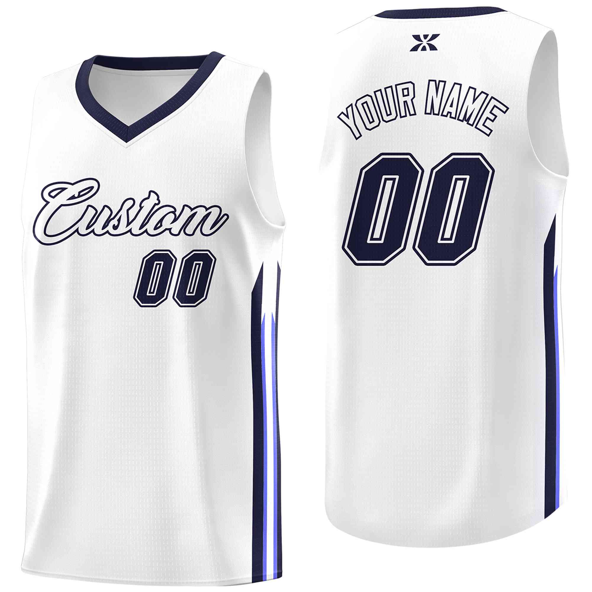 Custom White Navy-Classic Tops Mesh Sport Basketball Jersey