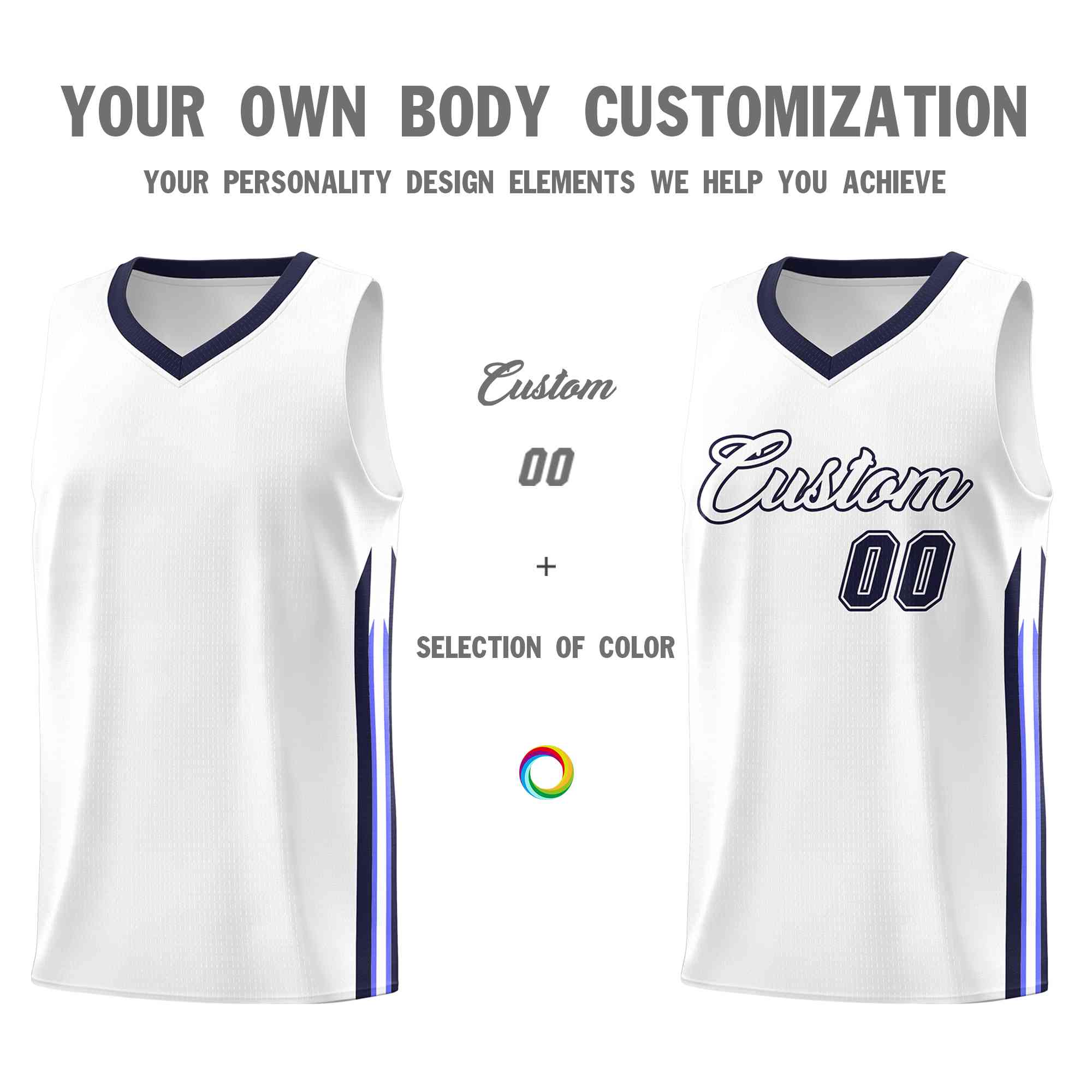 Custom White Navy-Classic Tops Mesh Sport Basketball Jersey