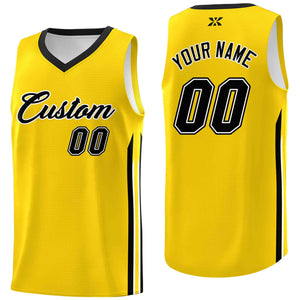 Maillot de basket-ball de sport en maille, personnalisé, jaune, noir, classique, personnalisé