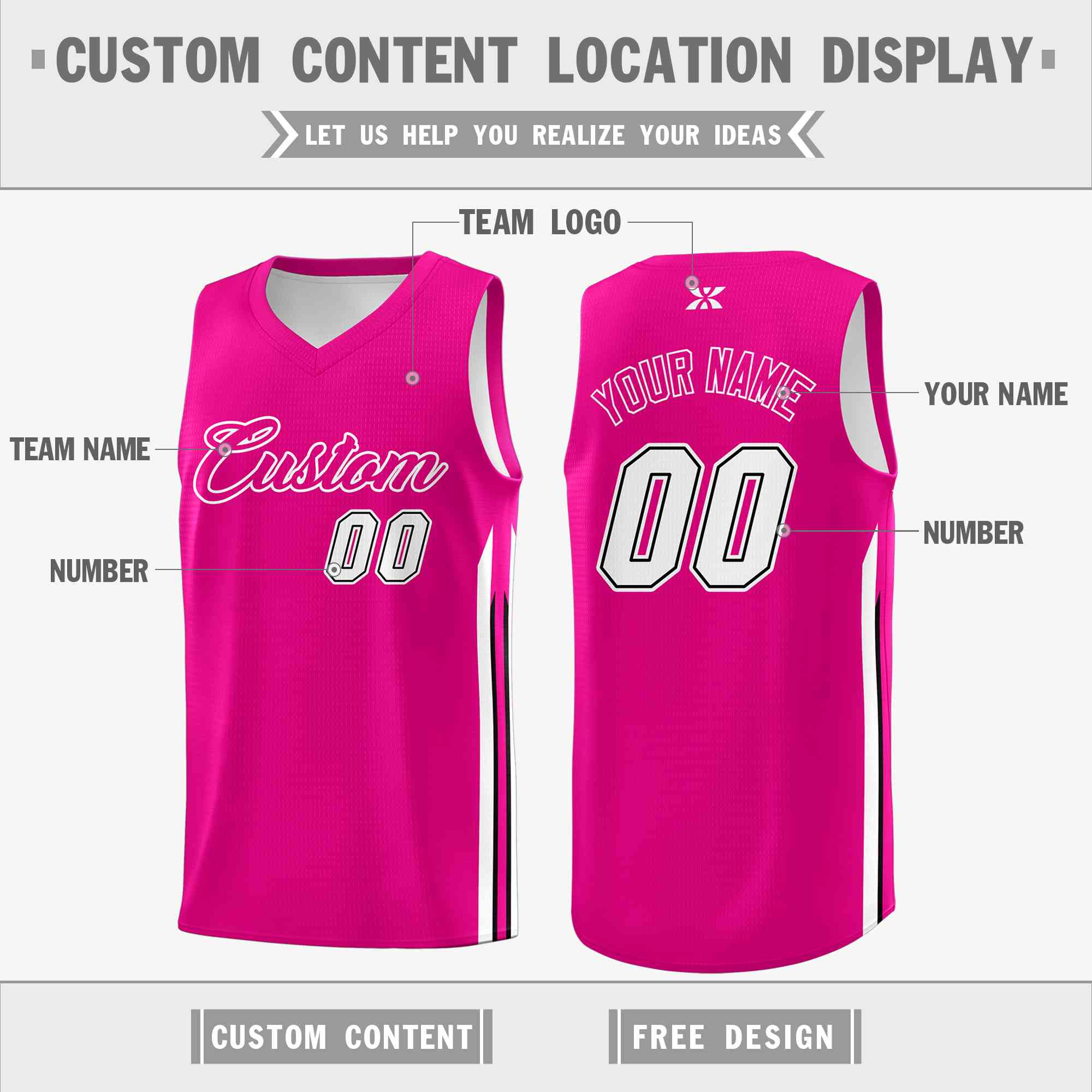 Custom Pink White-Classic Tops Mesh Sport Basketball Jersey