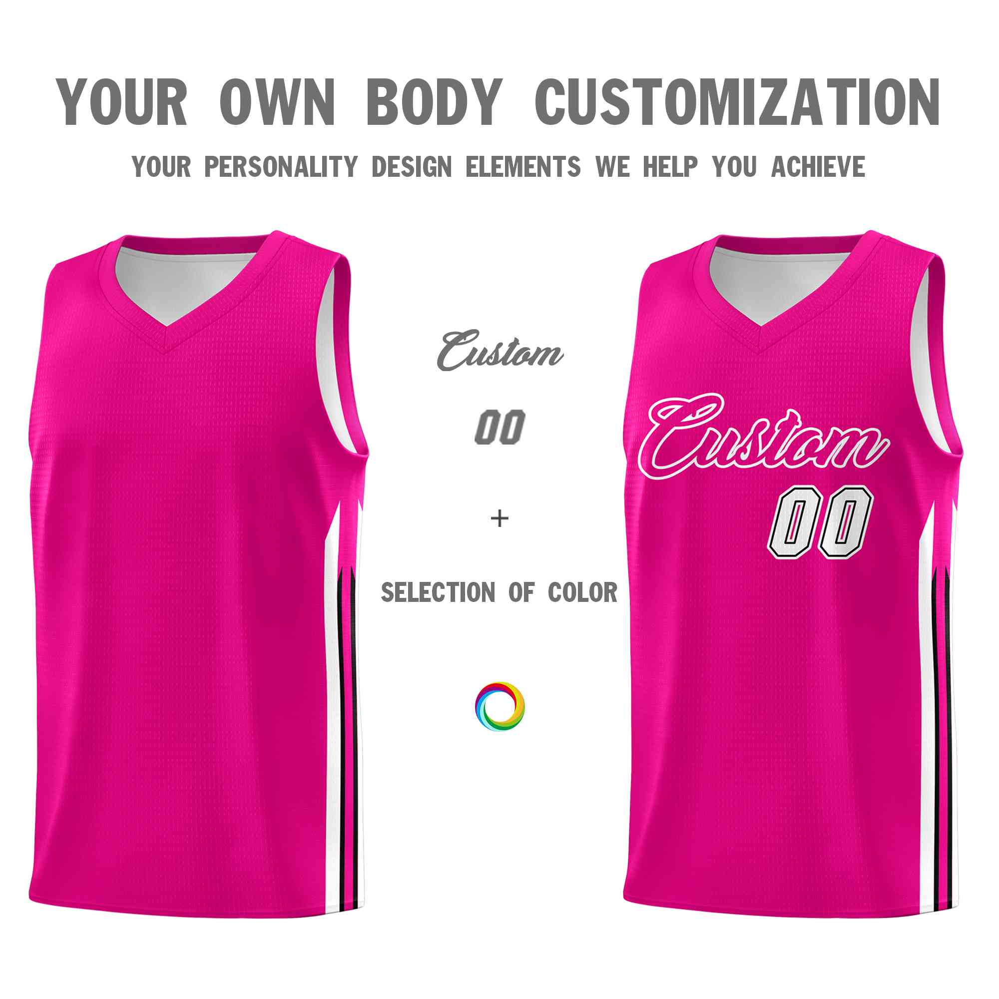 Custom Pink White-Classic Tops Mesh Sport Basketball Jersey