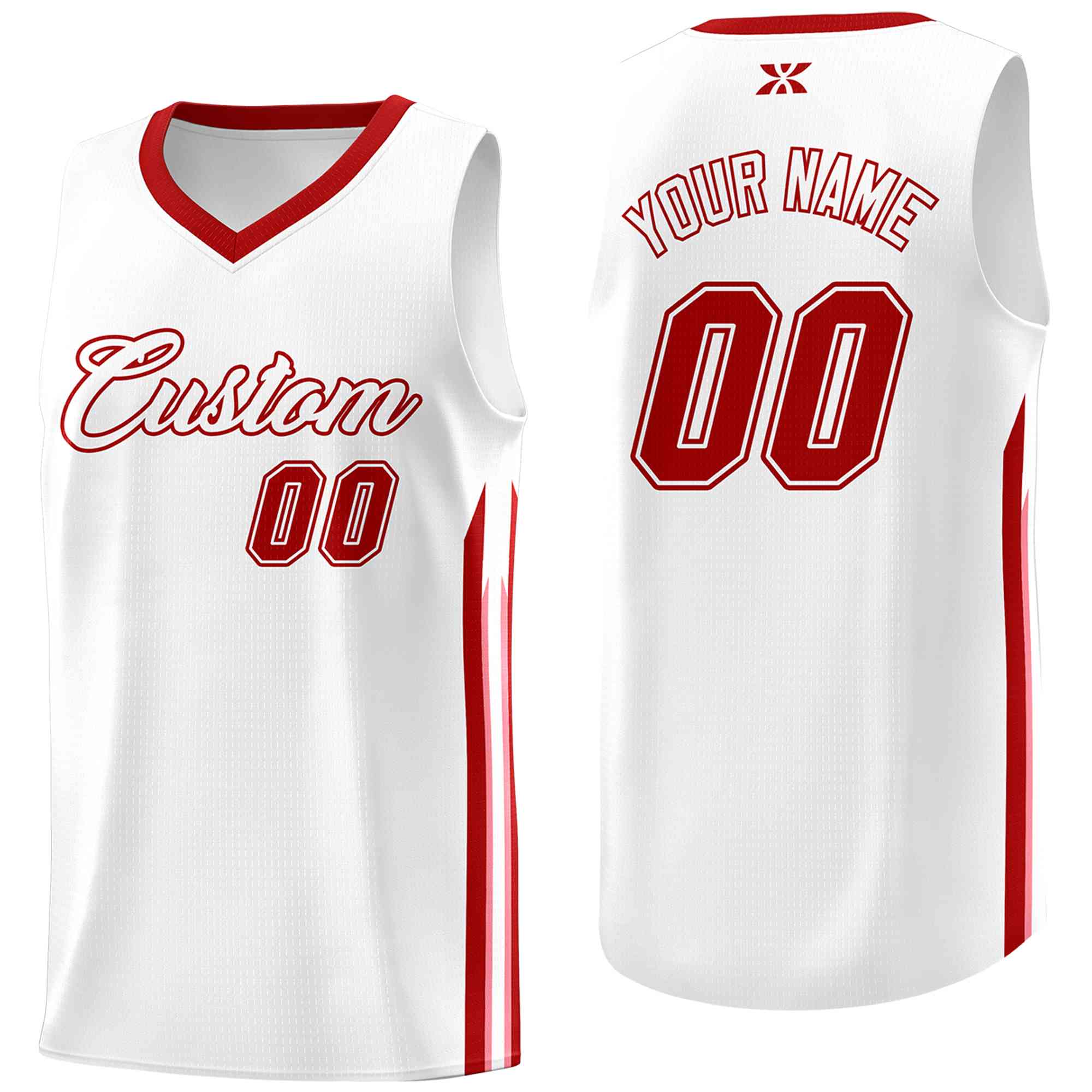 Custom White Red-Classic Tops Mesh Sport Basketball Jersey