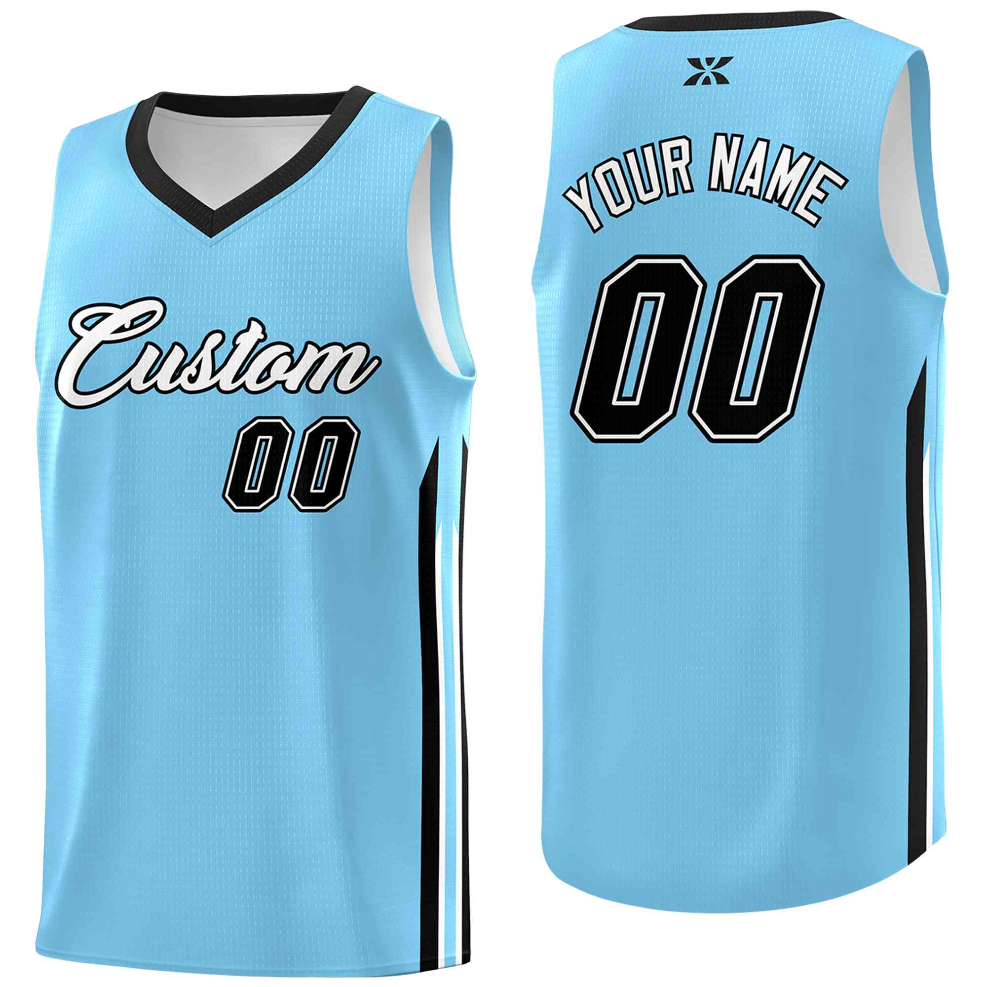 Custom Light Blue White-Classic Tops Mesh Sport Basketball Jersey