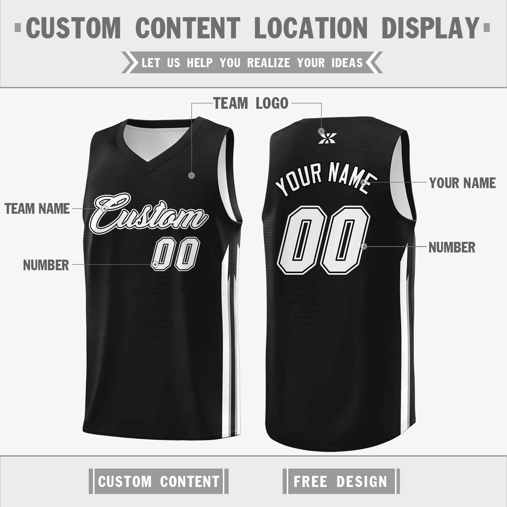 Custom Black White-Classic Tops Mesh Sport Basketball Jersey