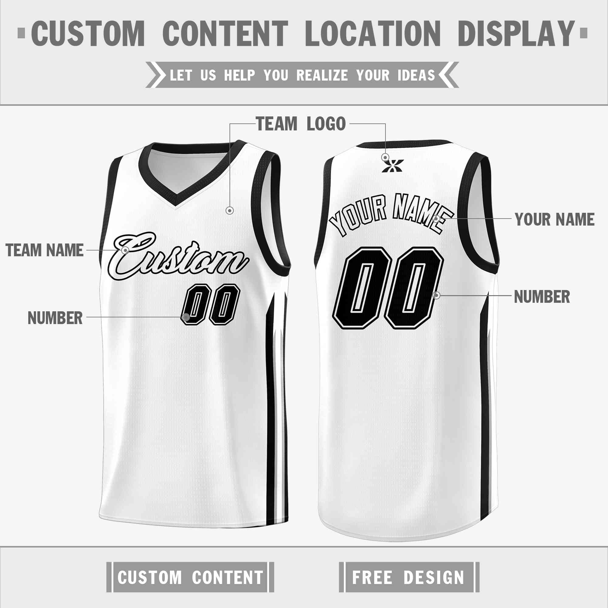 Custom White Black-Classic Tops Mesh Sport Basketball Jersey