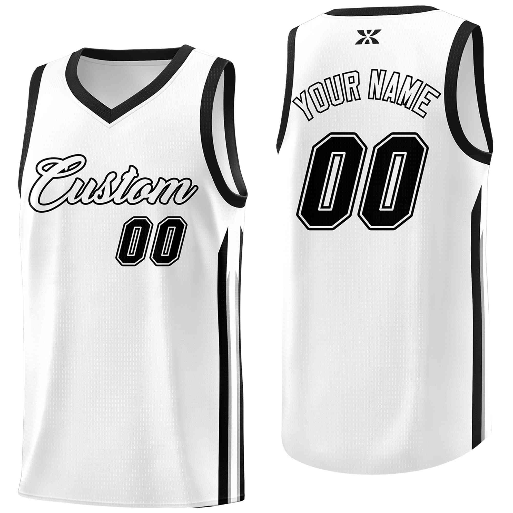 Custom White Black-Classic Tops Mesh Sport Basketball Jersey