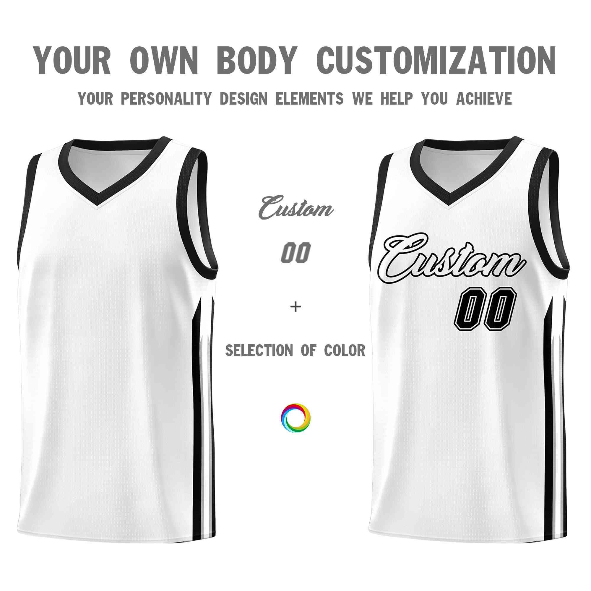 Custom White Black-Classic Tops Mesh Sport Basketball Jersey