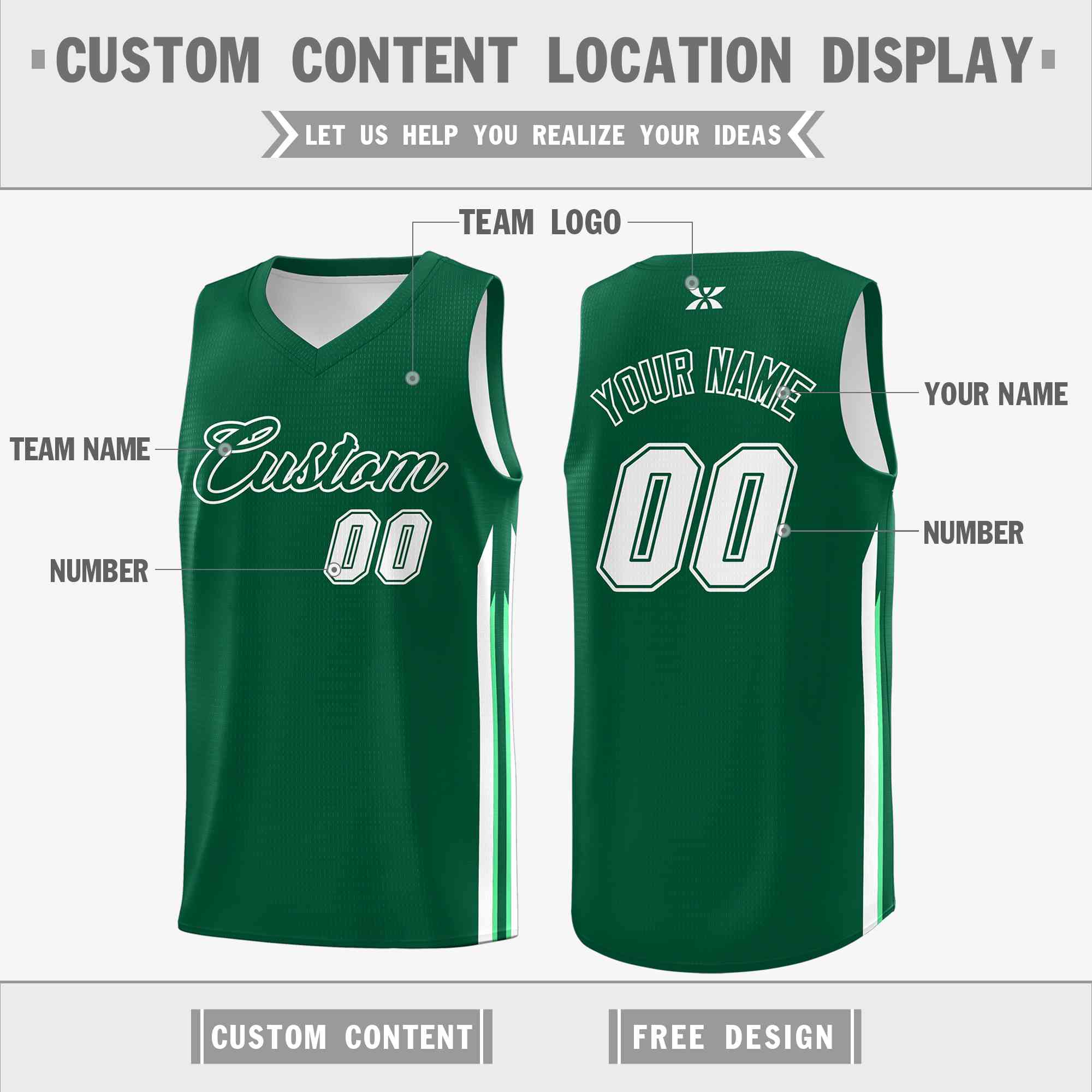 Custom Green White-Classic Tops Mesh Sport Basketball Jersey