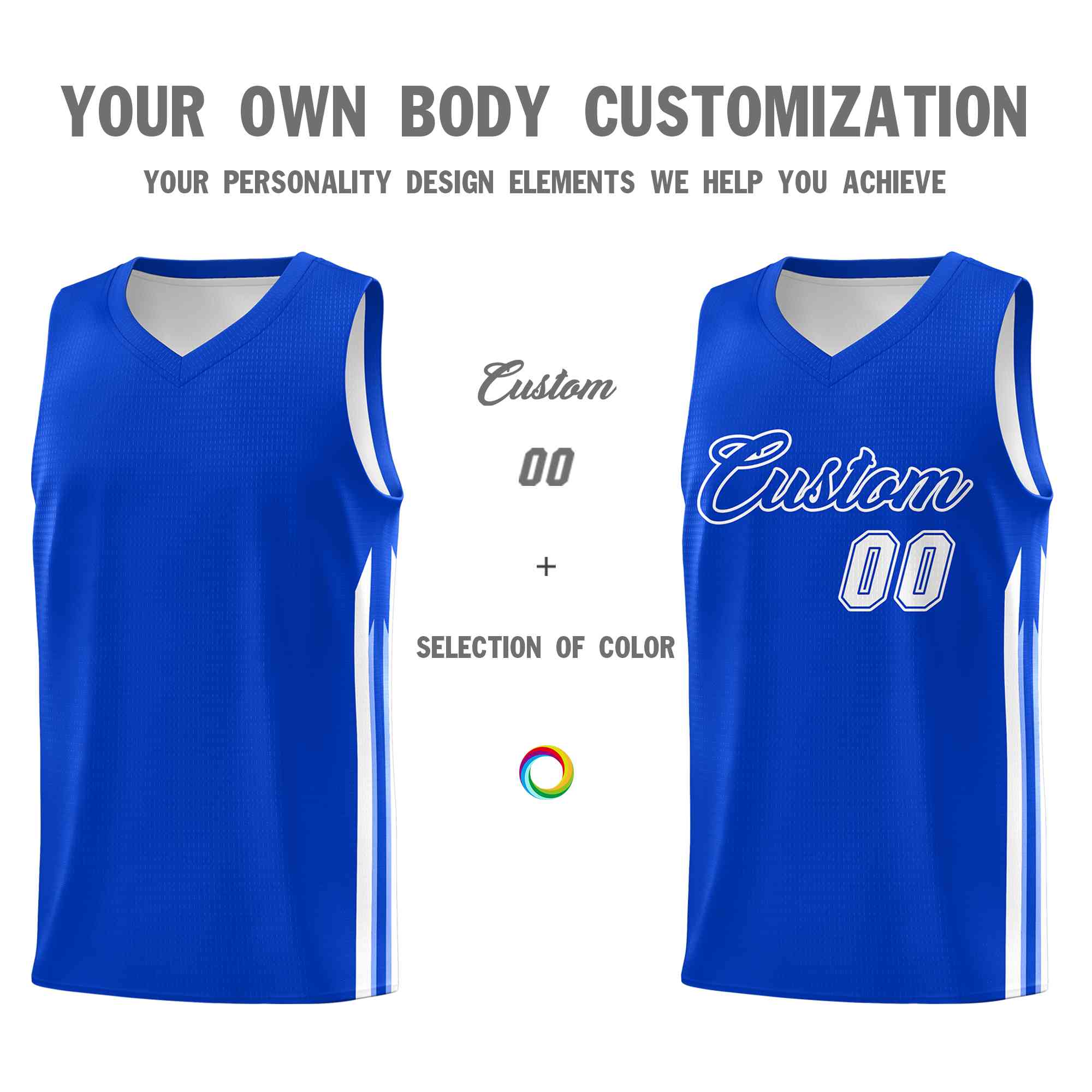 Custom Royal White-Classic Tops Mesh Sport Basketball Jersey