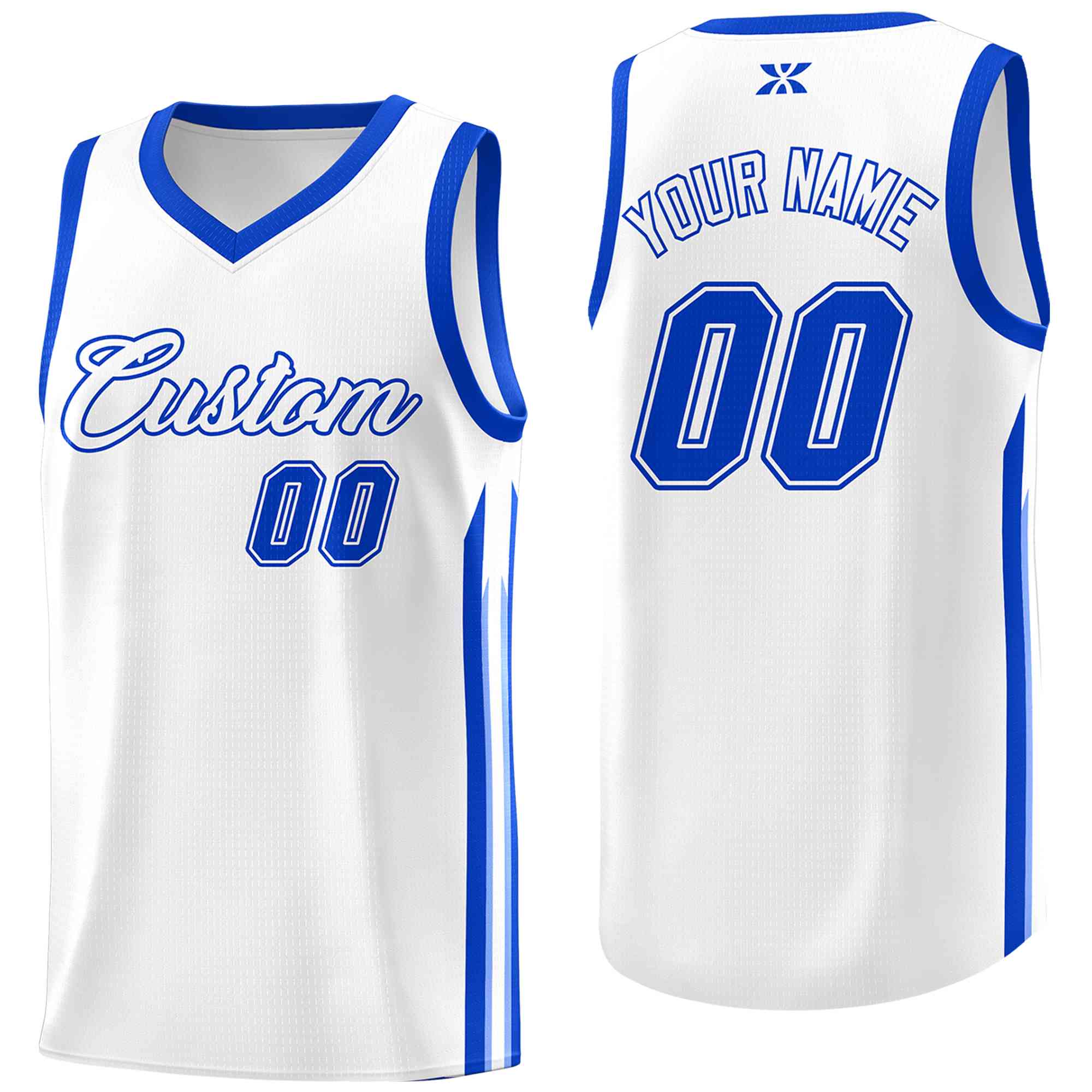 Custom White Royal-Classic Tops Mesh Sport Basketball Jersey