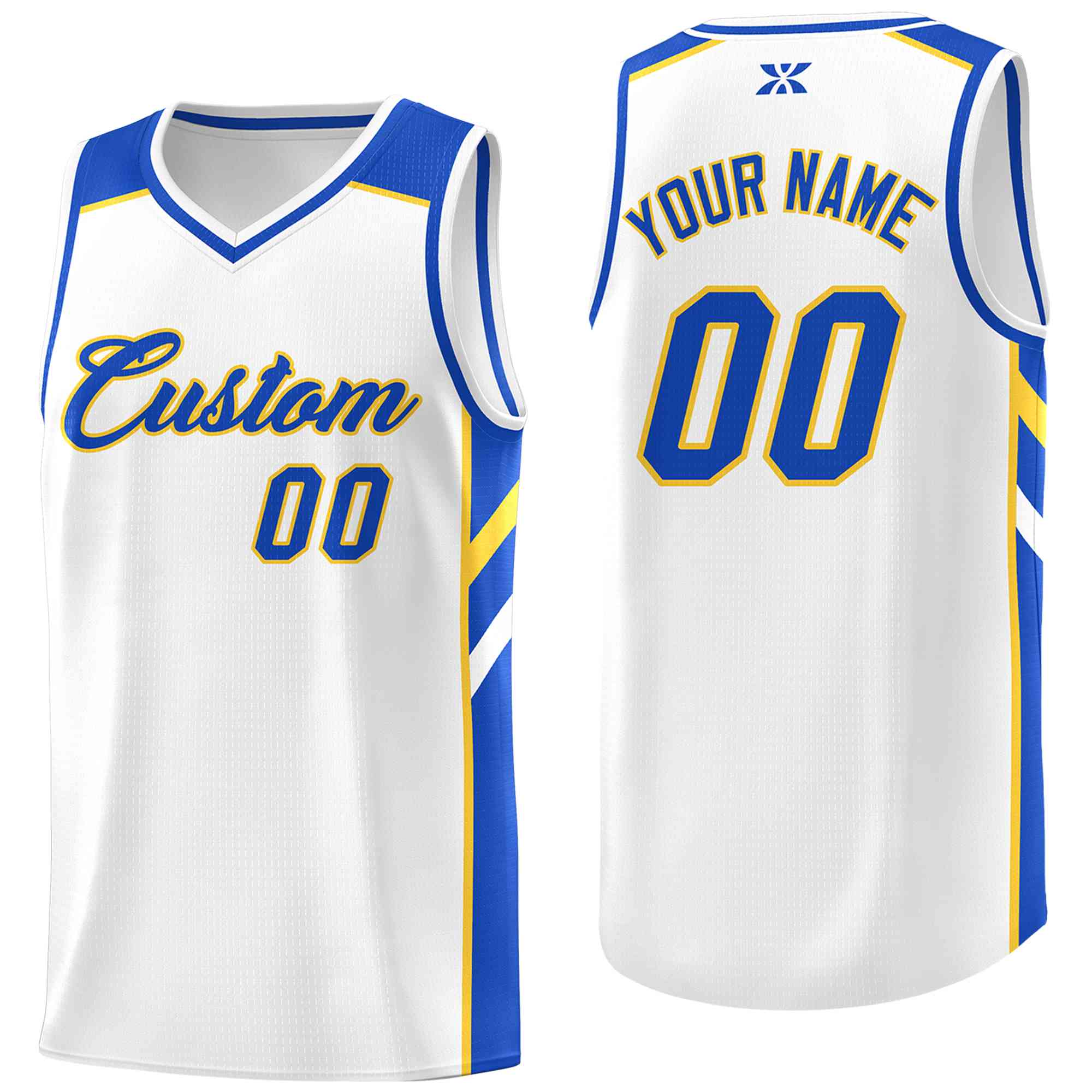 Maillot de basket-ball de Sport en maille, personnalisé, blanc, bleu-jaune, hauts classiques, Style