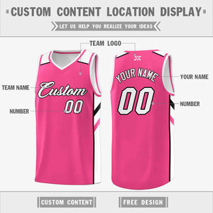 Custom Pink White-Black Classic Tops Style Mesh Sport Basketball Jersey