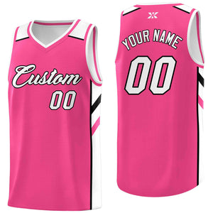 Custom Pink White-Black Classic Tops Style Mesh Sport Basketball Jersey