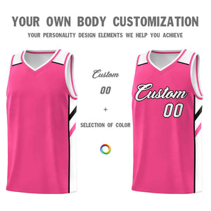 Custom Pink White-Black Classic Tops Style Mesh Sport Basketball Jersey