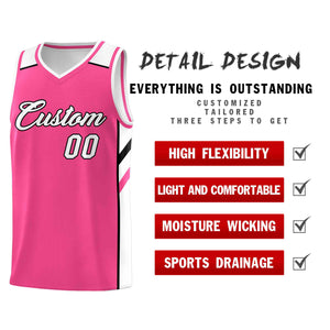 Custom Pink White-Black Classic Tops Style Mesh Sport Basketball Jersey