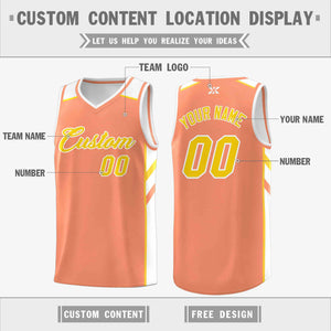 Custom Orange Yellow-White Classic Tops Style Mesh Sport Basketball Jersey