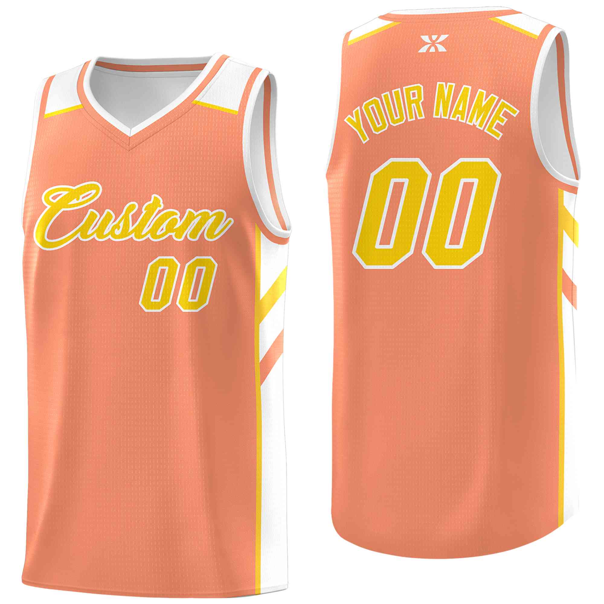 Custom Orange Yellow-White Classic Tops Style Mesh Sport Basketball Jersey