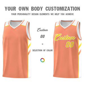 Custom Orange Yellow-White Classic Tops Style Mesh Sport Basketball Jersey