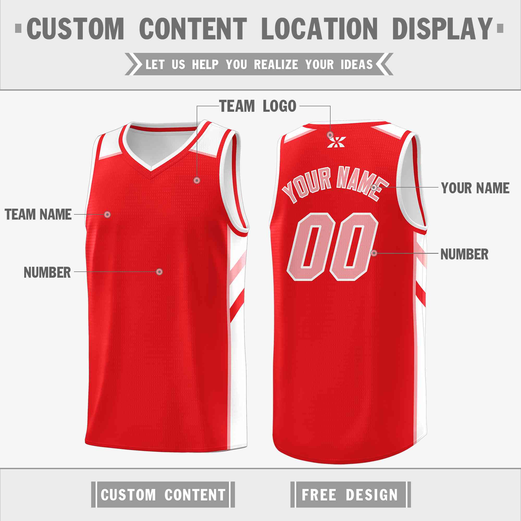 Custom Red Pink-White Classic Tops Style Mesh Sport Basketball Jersey