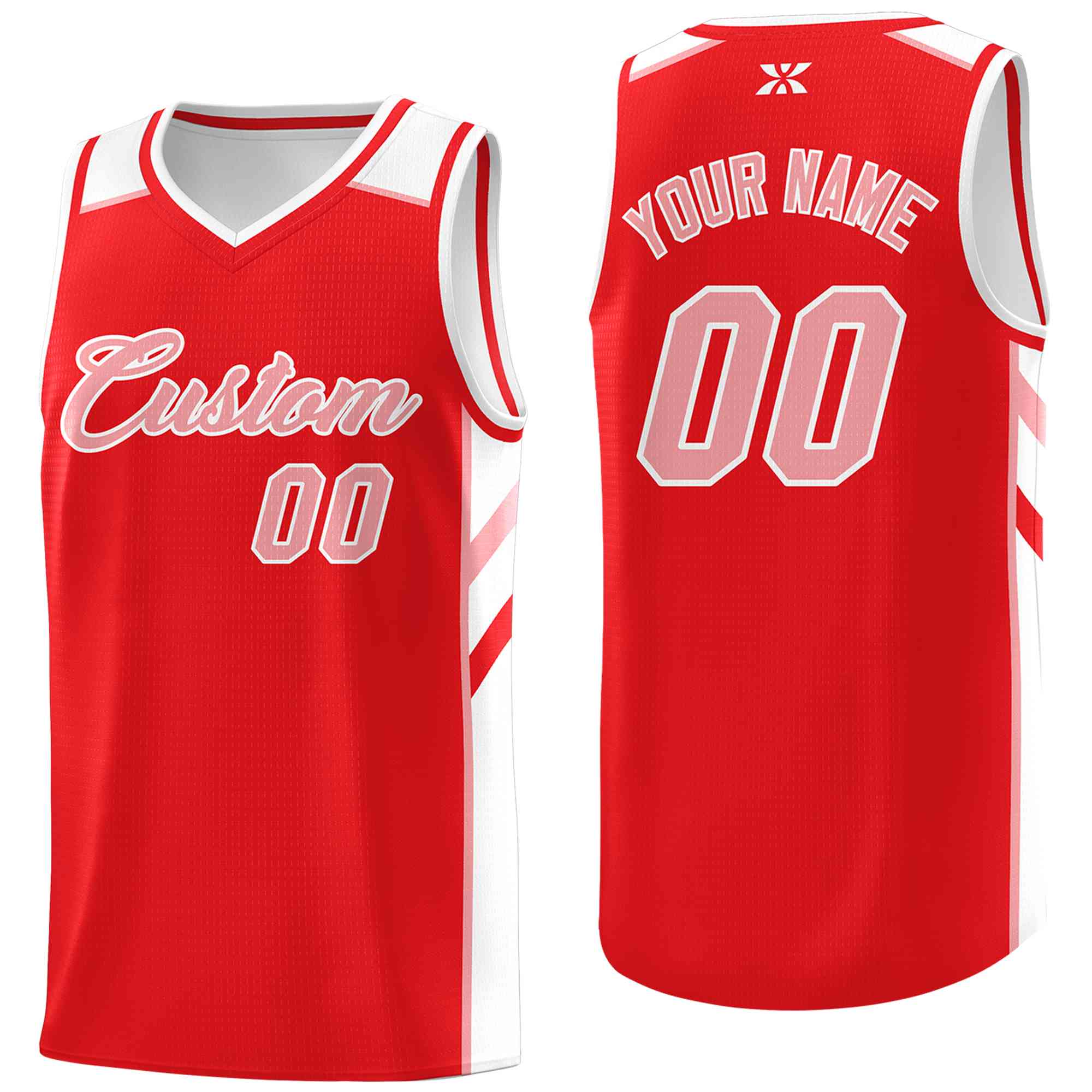 Custom Red Pink-White Classic Tops Style Mesh Sport Basketball Jersey