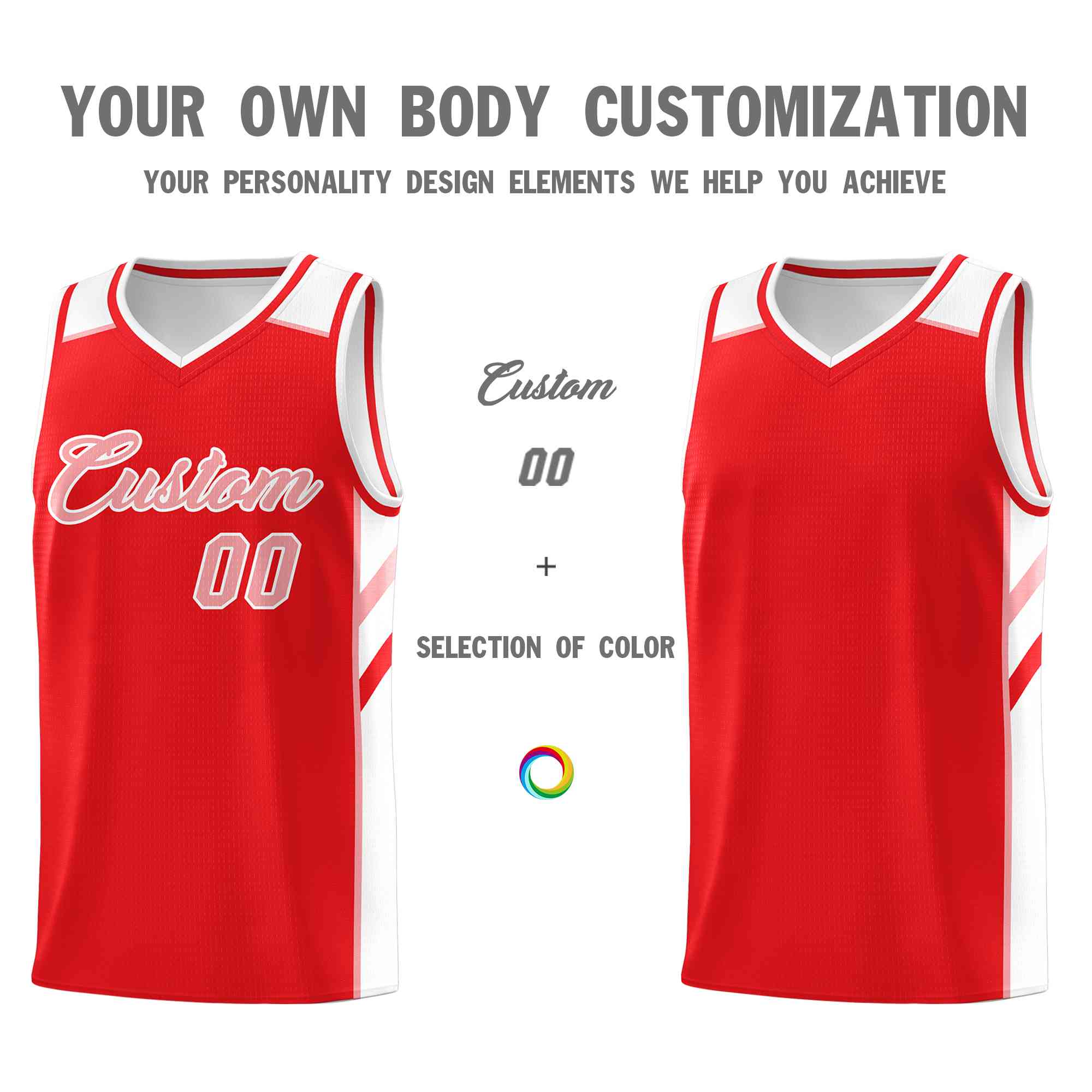 Custom Red Pink-White Classic Tops Style Mesh Sport Basketball Jersey