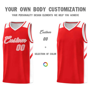 Custom Red Pink-White Classic Tops Style Mesh Sport Basketball Jersey