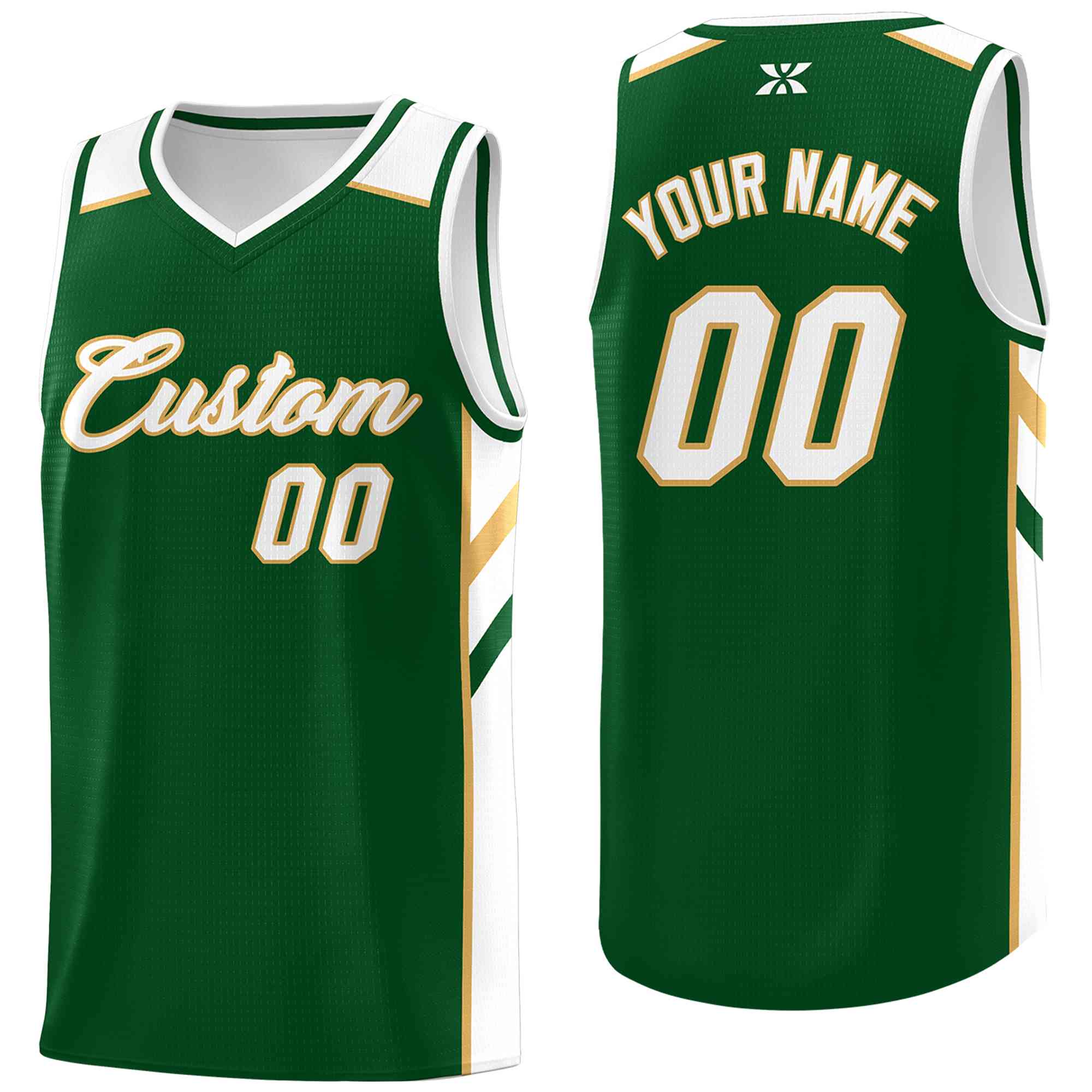 Maillot de basket-ball de Sport en maille, personnalisé, vert blanc-vieil or, hauts classiques de Style