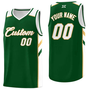 Custom Green White-Old Gold Classic Tops Style Mesh Sport Basketball Jersey