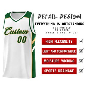 Maillot de basket-ball de Sport en maille, personnalisé, blanc, vert, vieil or, style classique