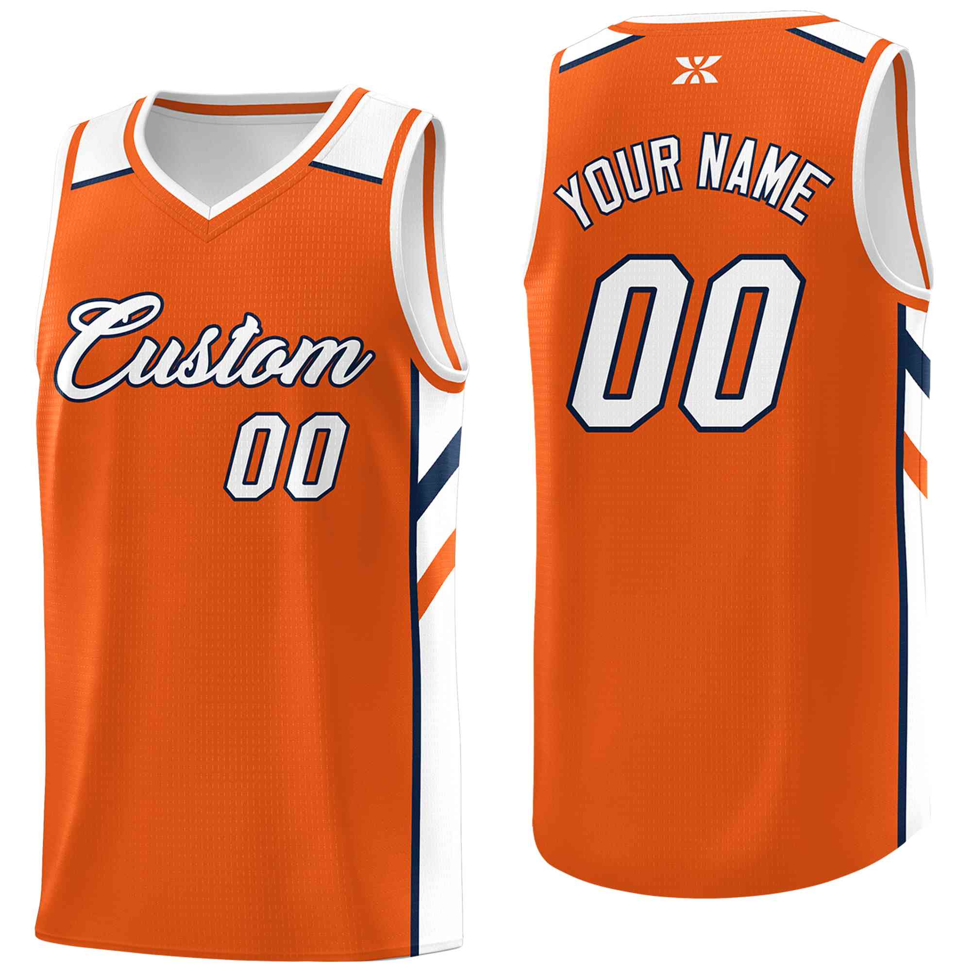 Custom Orange White-Navy Classic Tops Style Mesh Sport Basketball Jersey