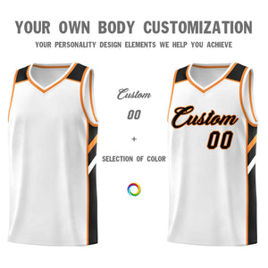 Custom White Black-Orange Classic Tops Style Mesh Sport Basketball Jersey