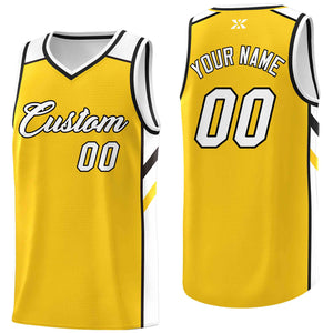 Maillot de basket-ball de Sport en maille, haut classique jaune blanc-noir personnalisé, Style personnalisé