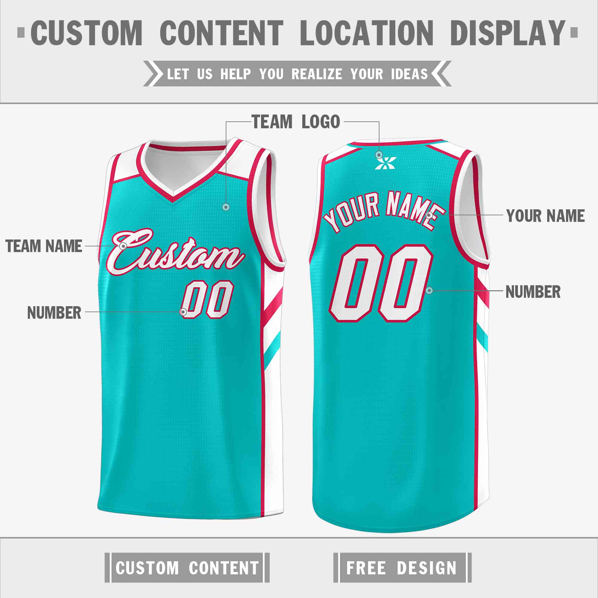 Custom Aqua White-Red Classic Tops Style Mesh Sport Basketball Jersey