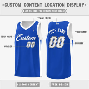 Custom Blue White Classic Tops Outdoor Basketball Jersey