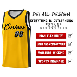 Custom Yellow Black Classic Tops Outdoor Sports Basketball Jersey