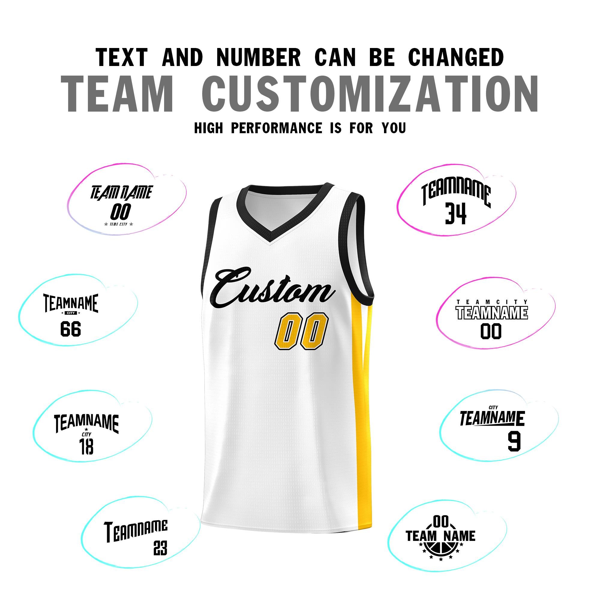 Custom White Black Classic Tops Outdoor Sports Basketball Jersey