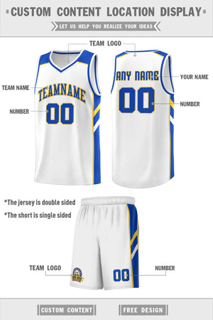 Custom White Royal-Yellow Classic Sets Sports Uniform Basketball Jersey