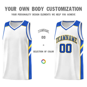 Custom White Royal-Yellow Classic Sets Sports Uniform Basketball Jersey